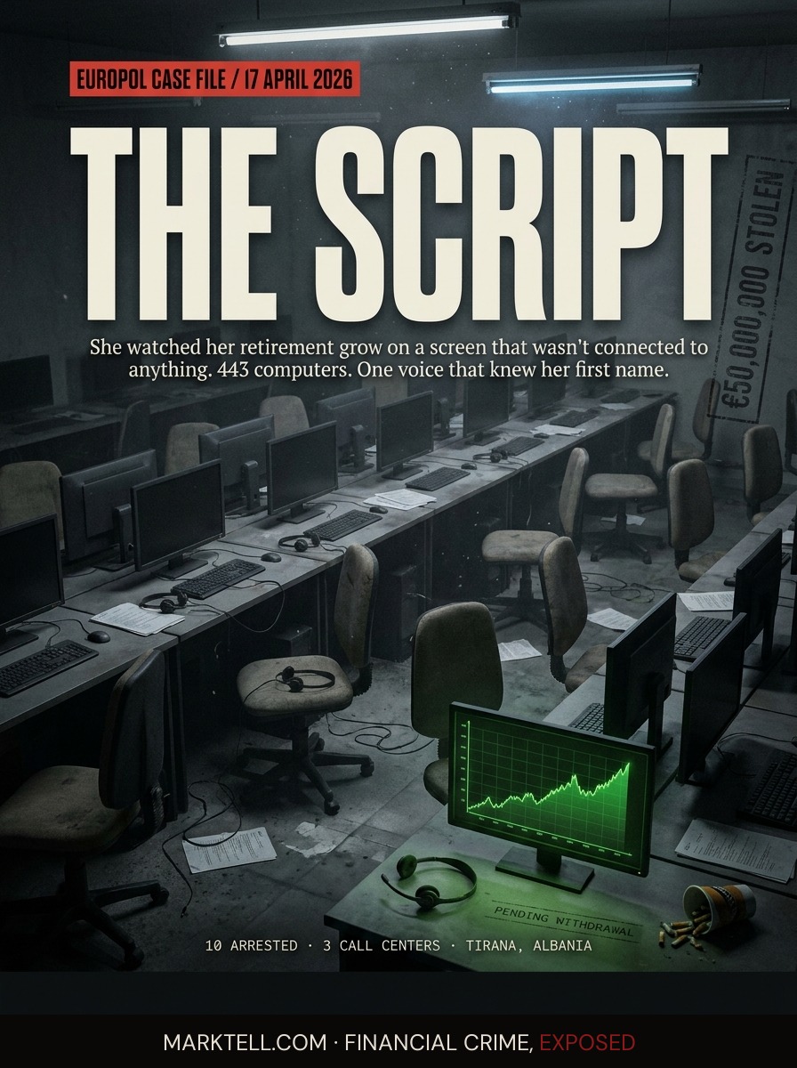 The call center had 443 computers. The voice on the line had a script.