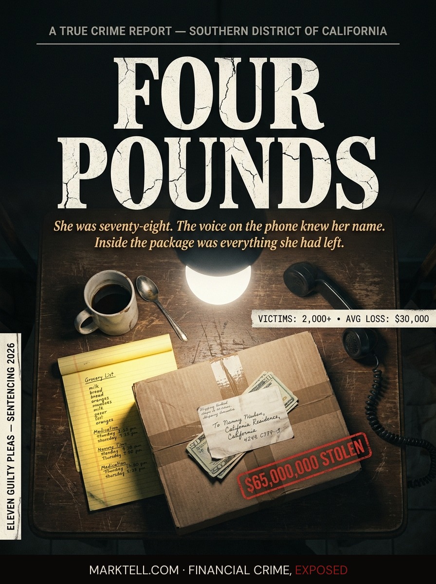 The package weighed four pounds. Inside was everything she had left.