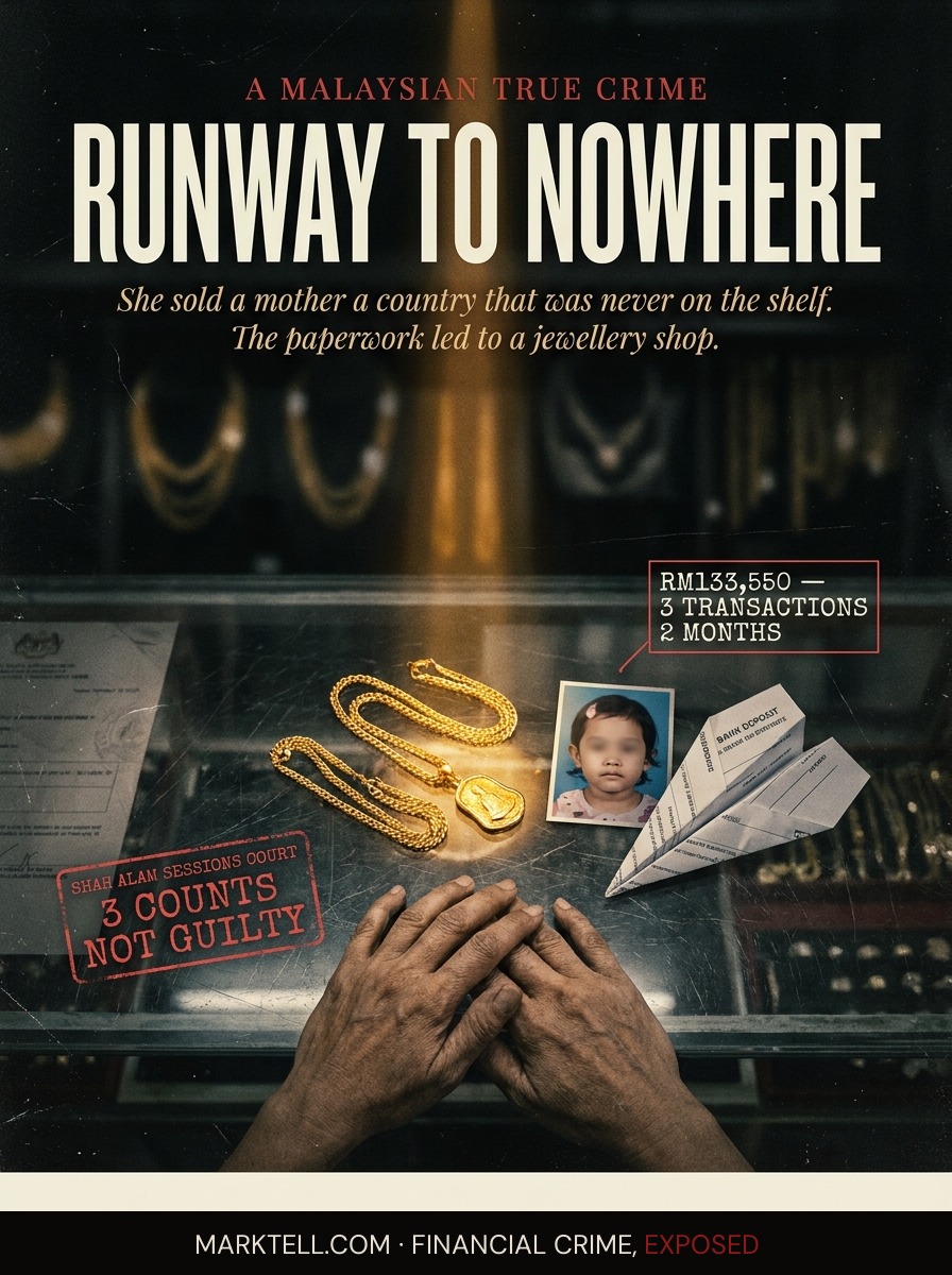 The teacher promised a runway to New Zealand. The paperwork traced a route to a jewellery shop.